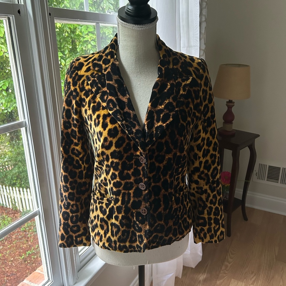 Lucky Brand Brown and Black Blazer Leopard Print